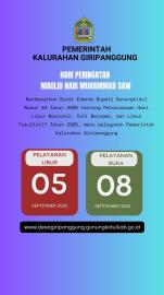 PENGUMUMAN LIBUR PERINGATAN MAULID NABI MUHAMMAD SAW